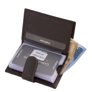 Elegáns bőr kártyatartó barna valódi bőr Corvo Bianco SCB2038/T