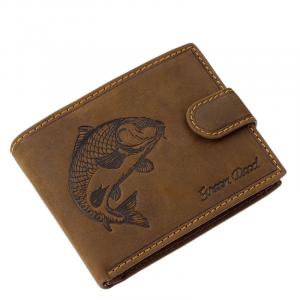 Horgász férfi pénztárca ponty mintával barna GreenDeed RFID TPO09/T