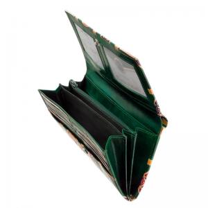 Női pénztárca minőségi bőrből zöld kézzel festett S1004A