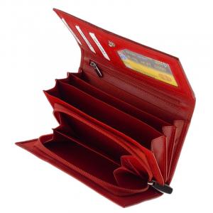 Női pénztárca piros színben valódi bőrből DCO064