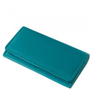 Női pénztárca türkiz színben valódi bőrből DCO037