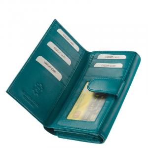 Női pénztárca türkiz színben valódi bőrből DCO35