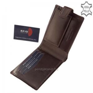 RFID Corvo Bianco természetes fényű bőr pénztárca RCCS09 sötétbarna