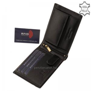 RFID Corvo Bianco természetes fényű bőr pénztárca RCCS1021 fekete