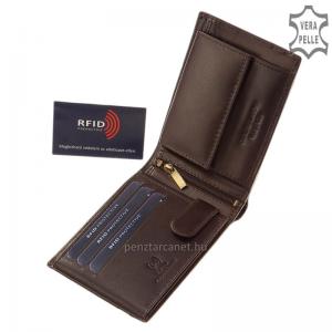 RFID Corvo Bianco természetes fényű bőr pénztárca RCCS1021 sötétbarna