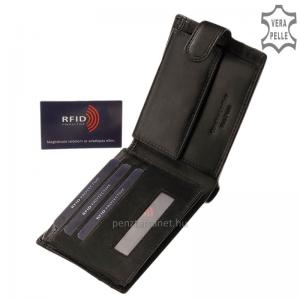 RFID Corvo Bianco természetes fényű bőr pénztárca RCCS1027/T fekete
