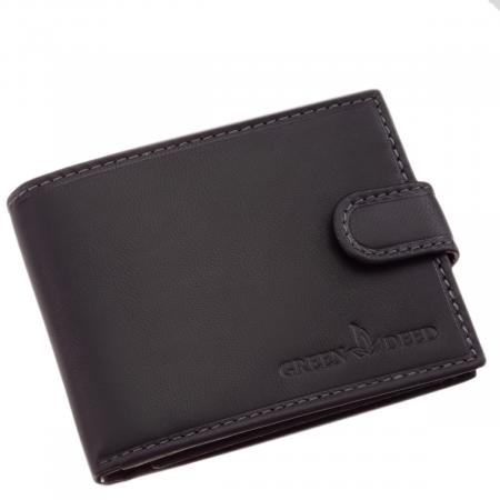 Férfi pénztárca fekete valódi bőr RFID GreenDeed DPB1021/T