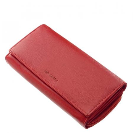 Női pénztárca piros színben valódi bőrből DCO34