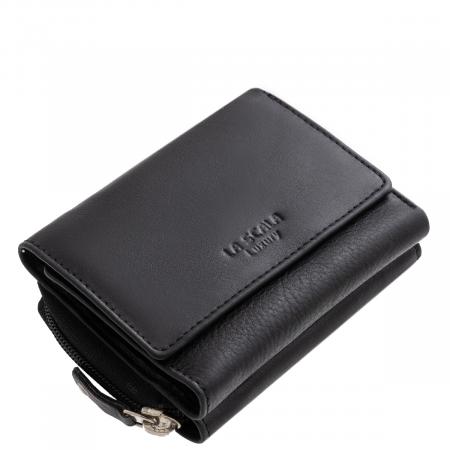 Női pénztárca valódi bőr fekete La Scala LAS36